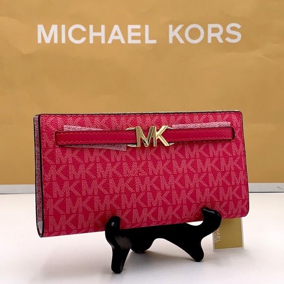 MICHAEL KORS Reed Large
Snap Signature Wallet Electric Pink color - Picture 4 of 12